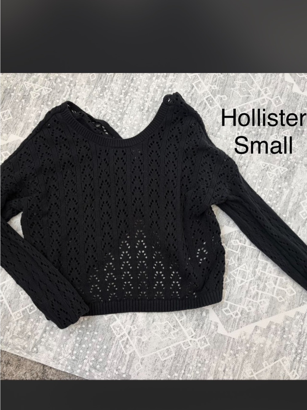 Hollister Black Openwork Crewneck Sweater